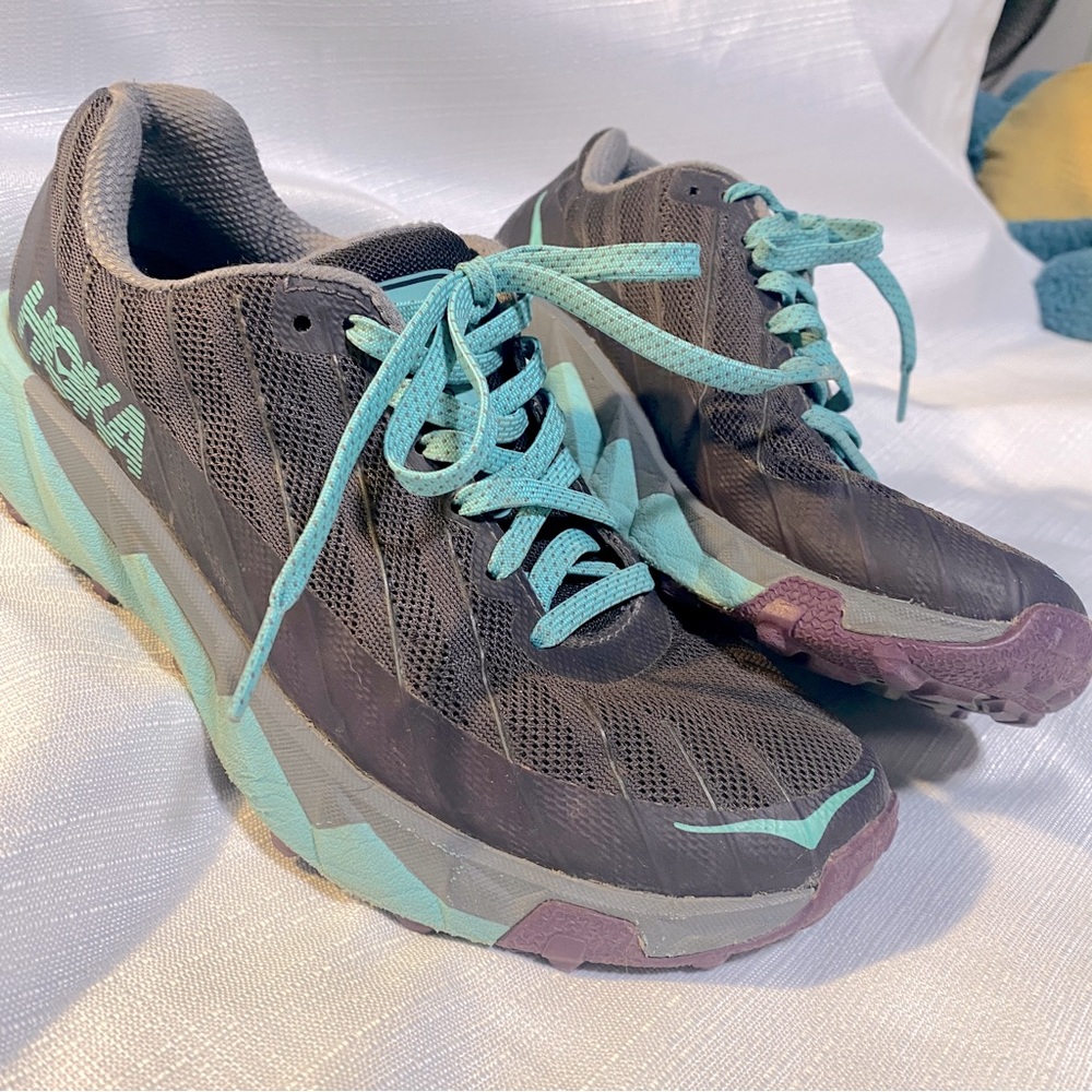 Hoka One One Torrent Trail Running Shoes Gray, Teal/ Women’s Size 6, EU 37 1/2